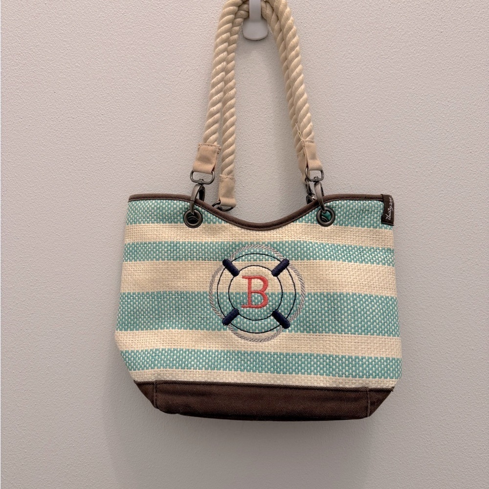 Nautical Woven Monogramed Tote Bag